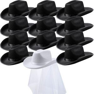 5472 12 Pcs Women Cowgirl Cowboy Hats Bachelorette For Bridal